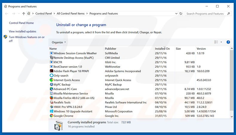 rusificatory.ru browser hijacker uninstall via Control Panel