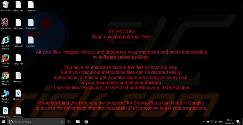 Sage ransomware wallpaper