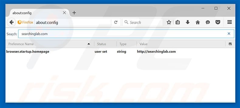 Removing searchinglab.com from Mozilla Firefox default search engine