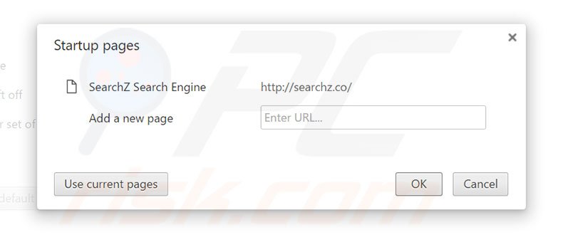 Removing searchz.co from Google Chrome homepage