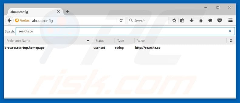 Removing searchz.co from Mozilla Firefox default search engine