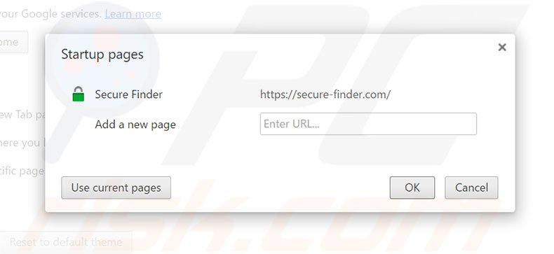 Removing secure-finder.com from Google Chrome homepage