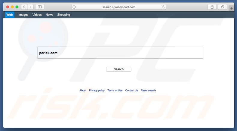search.shroomcourt.com browser hijacker on a Mac computer