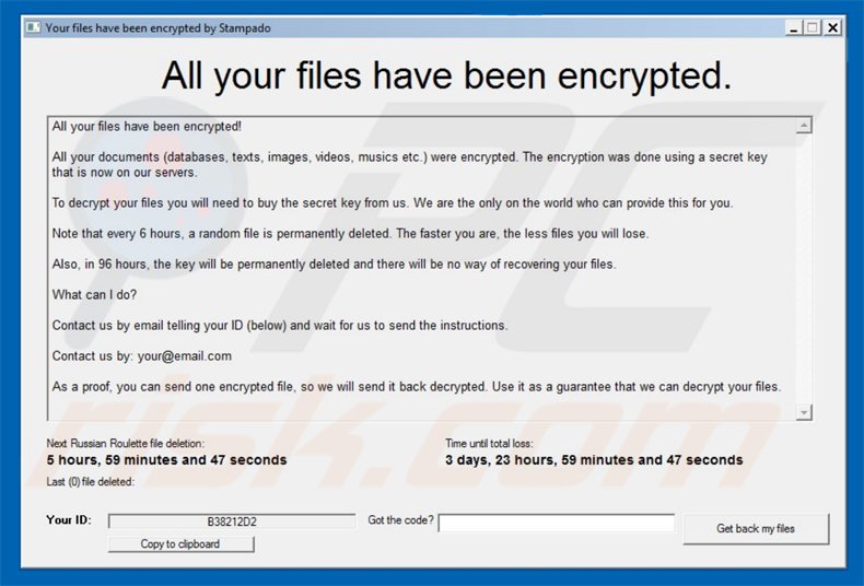 stampado ransomware pop-up main