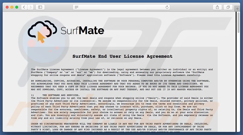 Dubious website used to promote SurfMate