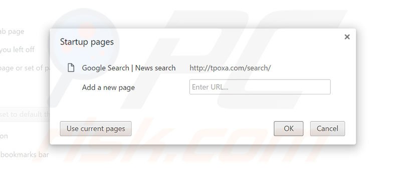 Removing tpoxa.com from Google Chrome homepage