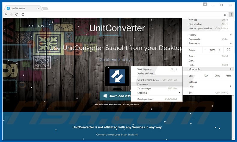 Removing UnitConverter  ads from Google Chrome step 1