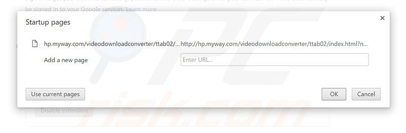 Removing hp.myway.com from Google Chrome homepage