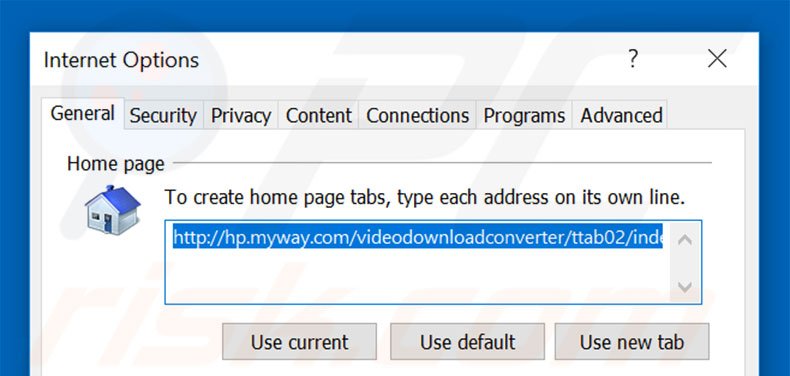 Removing hp.myway.com from Internet Explorer homepage