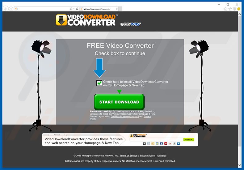 Website used to promote VideoDownloadConverter browser hijacker