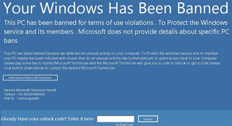 windows has been banned scam variant 3