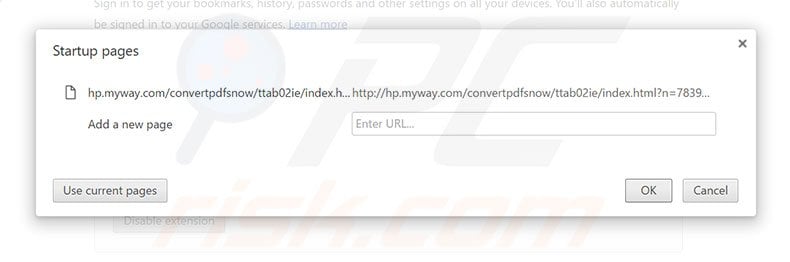 Removing hp.myway.com from Google Chrome homepage