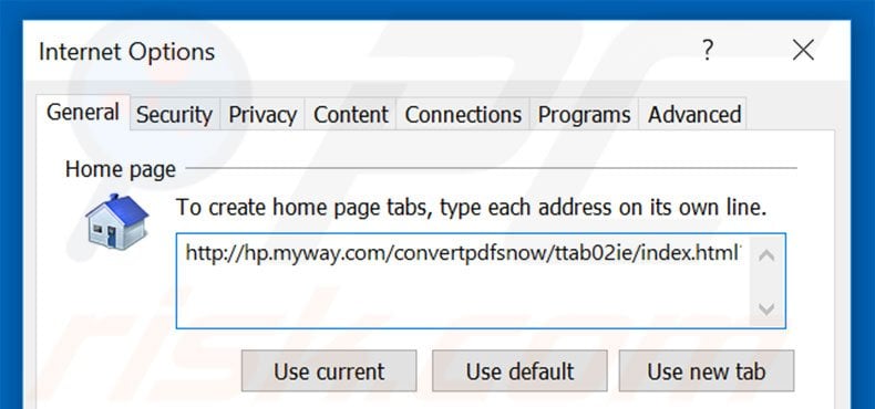 Removing hp.myway.com from Internet Explorer homepage