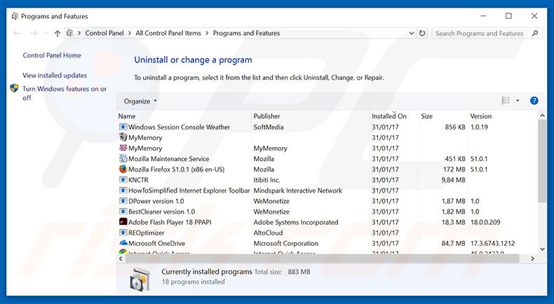 coolsearch.info browser hijacker uninstall via Control Panel