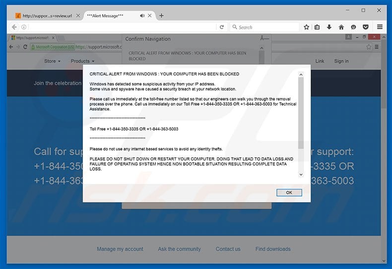 CRITICAL ALERT FROM WINDOWS adware