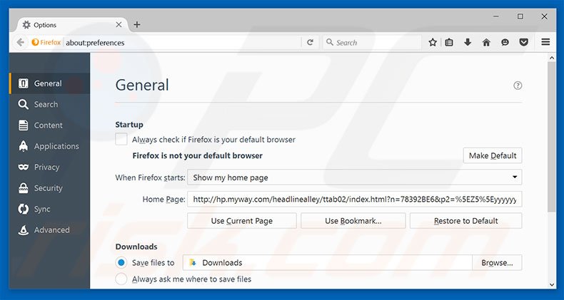 Removing hp.myway.com from Mozilla Firefox homepage