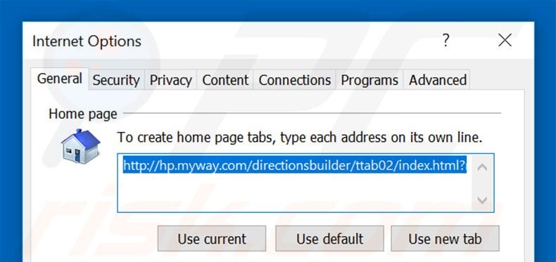 Removing hp.myway.com from Internet Explorer homepage