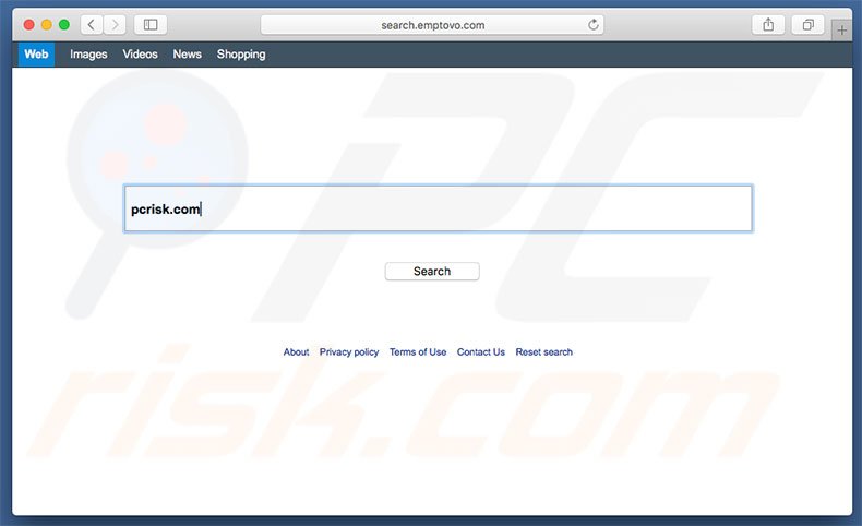 search.emptovo.com browser hijacker on a Mac computer