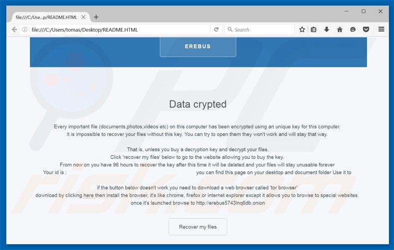 erebus ransomware readme.html file