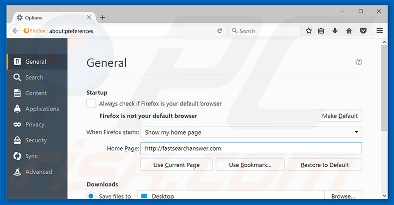 Removing fastsearchanswer.com from Mozilla Firefox homepage
