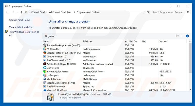 fastsearchanswer.com browser hijacker uninstall via Control Panel