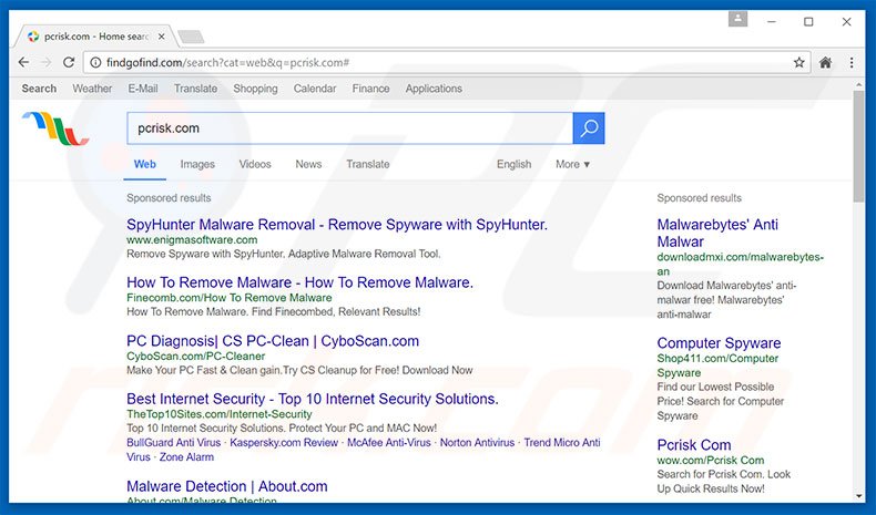 findgofind.com browser hijacker