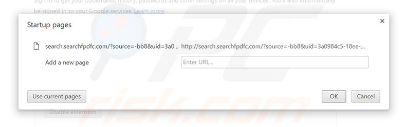 Removing search.searchfpdfc.com from Google Chrome homepage