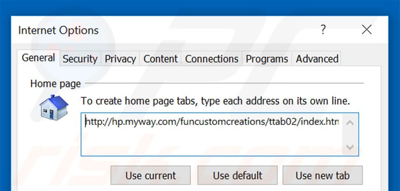 Removing hp.myway.com from Internet Explorer homepage