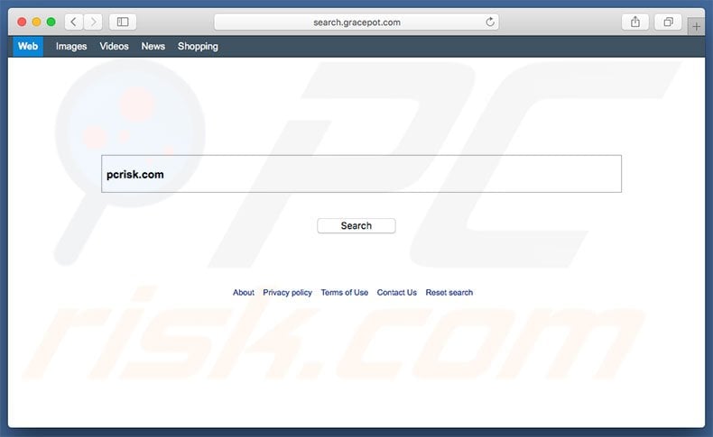 search.gracepot.com browser hijacker on a Mac computer