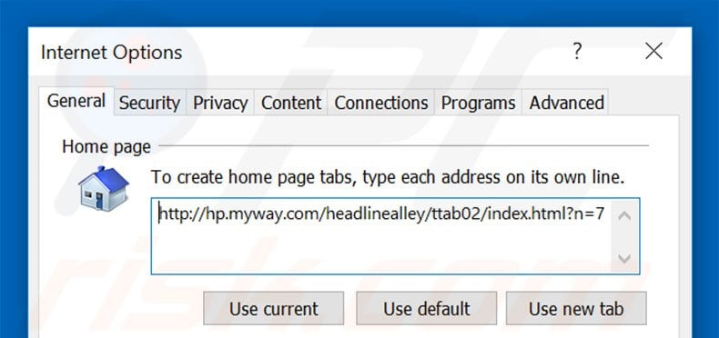 Removing hp.myway.com from Internet Explorer homepage