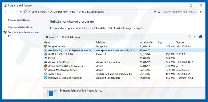 hp.myway.com browser hijacker uninstall via Control Panel