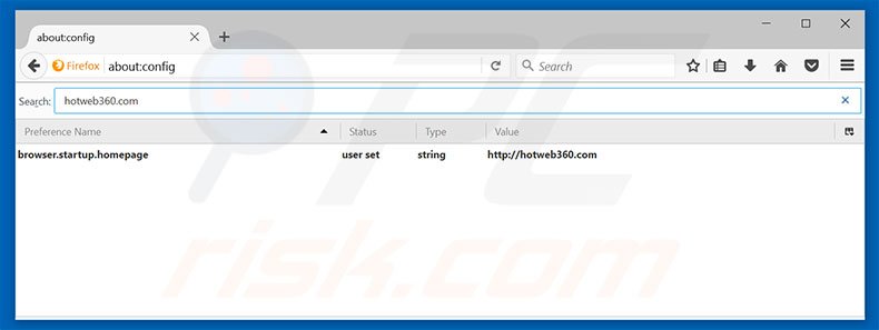 Removing hotweb360.com from Mozilla Firefox default search engine