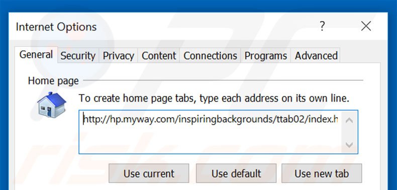 Removing hp.myway.com from Internet Explorer homepage