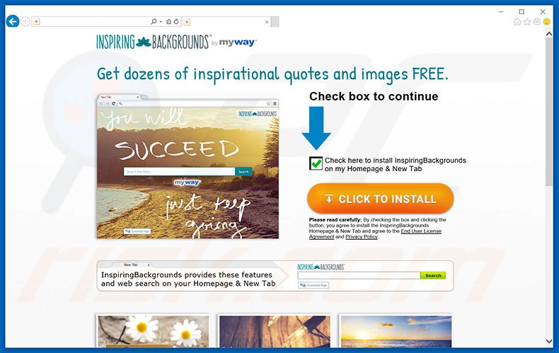 Website used to promote InspiringBackgrounds browser hijacker