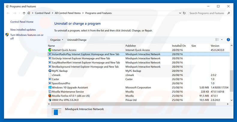 hp.myway.com browser hijacker uninstall via Control Panel