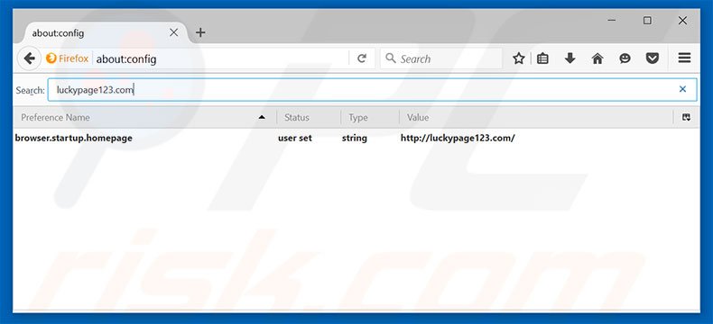 Removing luckypage123.com from Mozilla Firefox default search engine