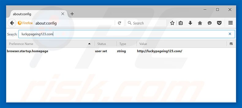 Removing luckypageing123.com from Mozilla Firefox default search engine