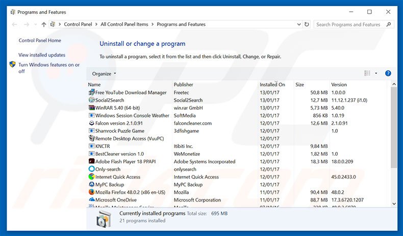 luckypageing123.com browser hijacker uninstall via Control Panel