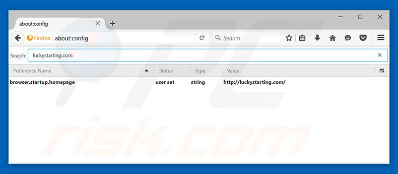 Removing luckystarting.com from Mozilla Firefox default search engine