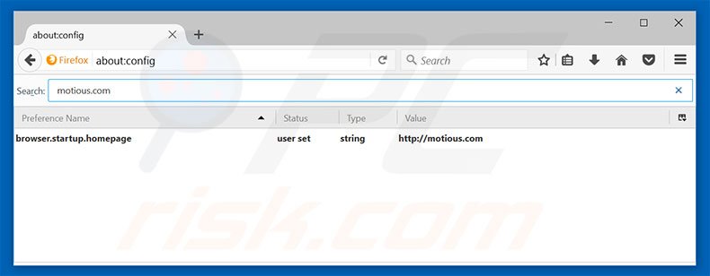 Removing motious.com from Mozilla Firefox default search engine