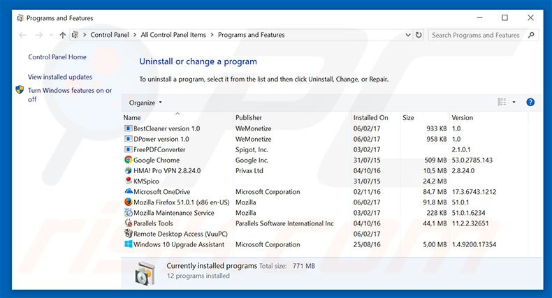 motious.com browser hijacker uninstall via Control Panel