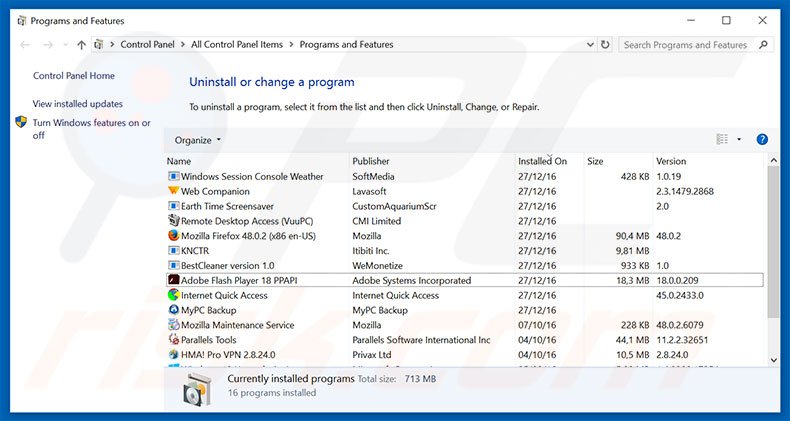 myfast-search.com browser hijacker uninstall via Control Panel