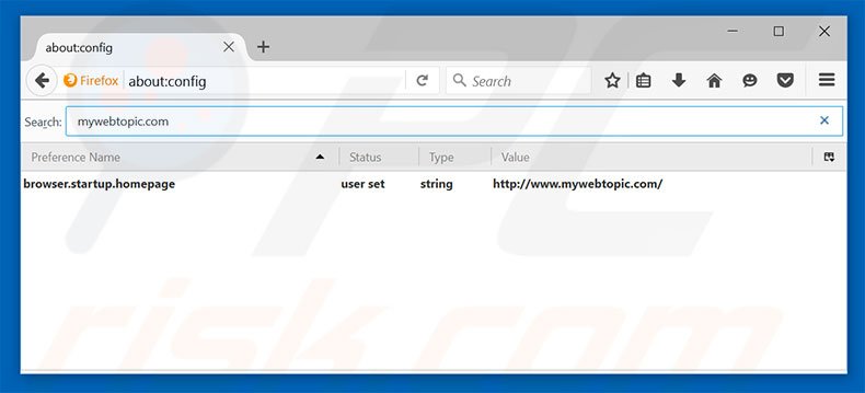 Removing mywebtopic.com from Mozilla Firefox default search engine