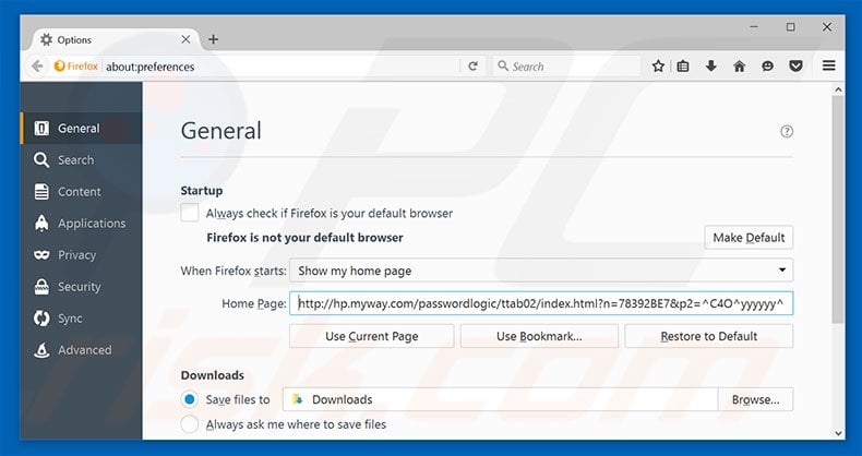 Removing hp.myway.com from Mozilla Firefox homepage