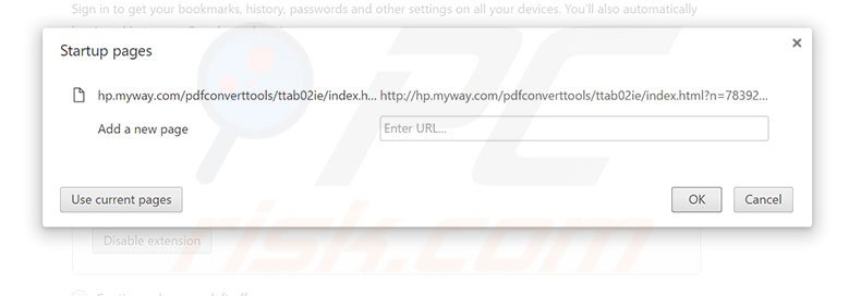 Removing hp.myway.com from Google Chrome homepage
