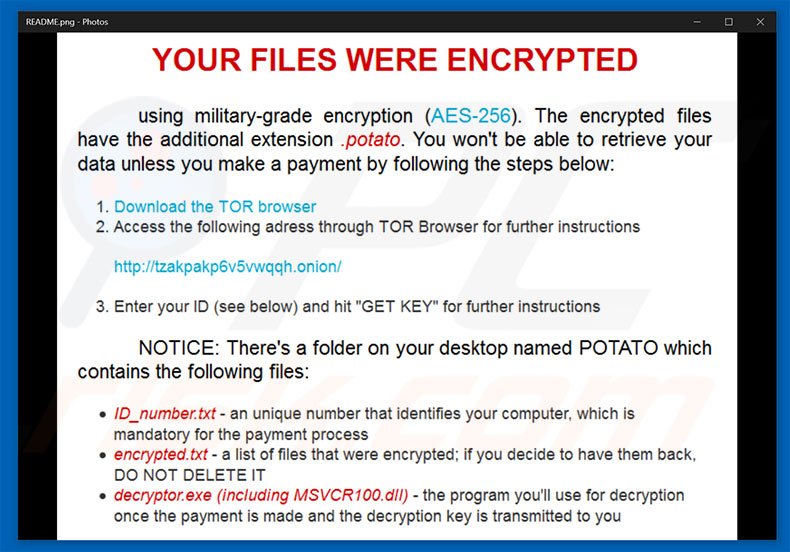 Potato decrypt instructions