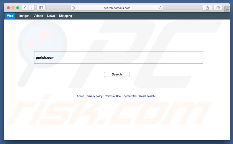 search.qamails.com browser hijacker on a Mac computer