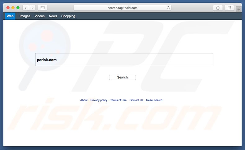 search.ragitpaid.com browser hijacker on a Mac computer
