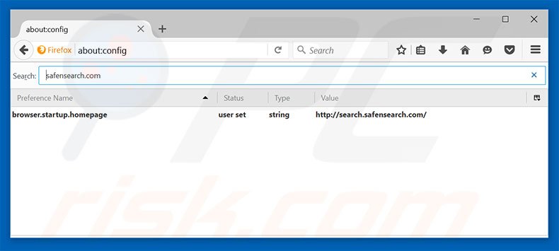 Removing search.safensearch.com from Mozilla Firefox default search engine
