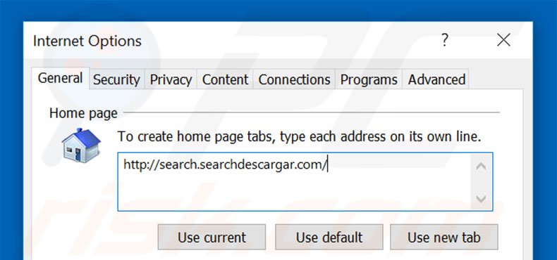 Removing search.searchdescargar.com from Internet Explorer homepage